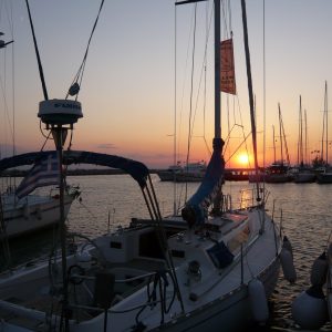 Enjoying the sunset in Thessaloniki's dock